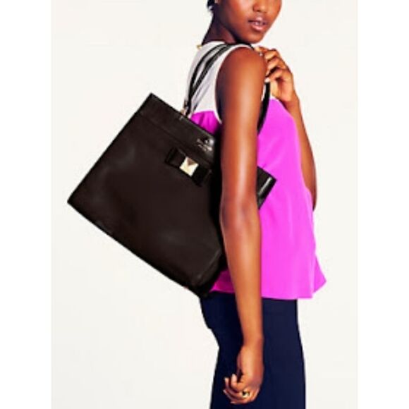 Kate Spade Bow Fulton Terrace Large Black Shoulder - Picture 2 of 12